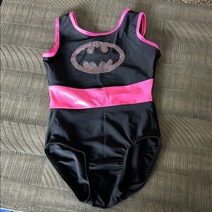 Black and Pink Superhero Gymnastics Leotard